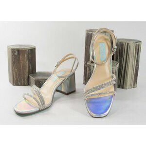 Betsey Johnson Anika Crystal Silver Iridescent 6